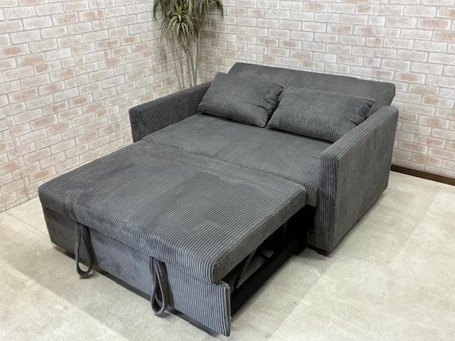 ソファーベッド　ソファ　２人掛け　ブラウン　グレー　コーデュロイ　新品