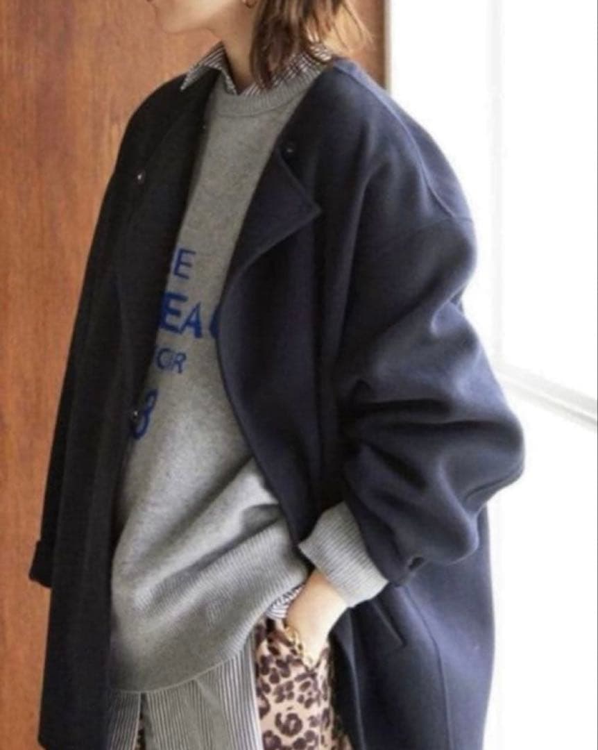 イエナSLOBE IENA ハミルトンショートコート ノーカラーコート