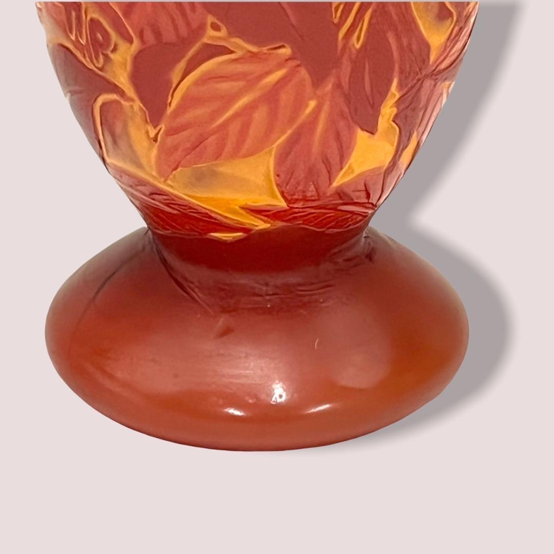 【証明書】　エミールガレ 大　花器　花瓶　カメオ彫り　被せガラス　高さ21ｃｍ