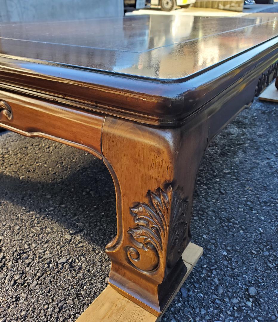 引き取り限定★重厚感のある彫刻脚★大型座卓★テーブル★古民家★木製★和風