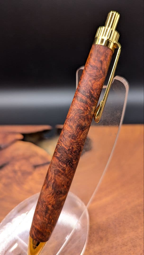 635超極上　本花梨瘤杢　木軸シャーペン　ボールペン