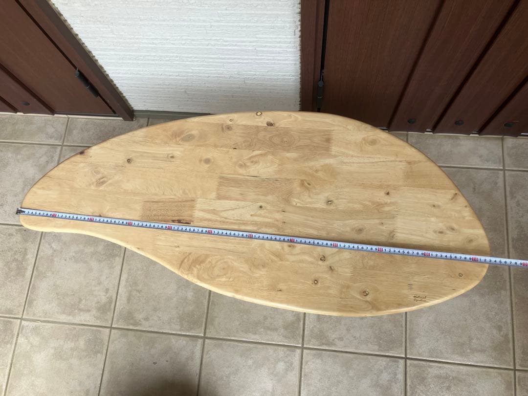 【美品】天然木ラバーウッド ◉曲線が美しいローテーブル◉2点セット