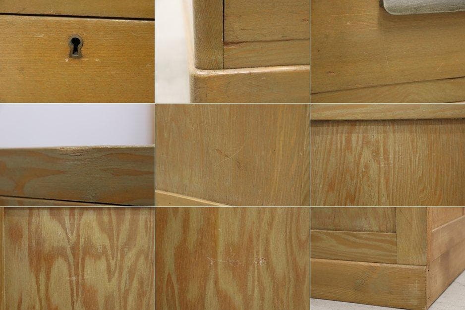 レトロ 無垢材 本箱 食器棚 書庫 戸棚 モールガラス キャビネット 水屋箪笥