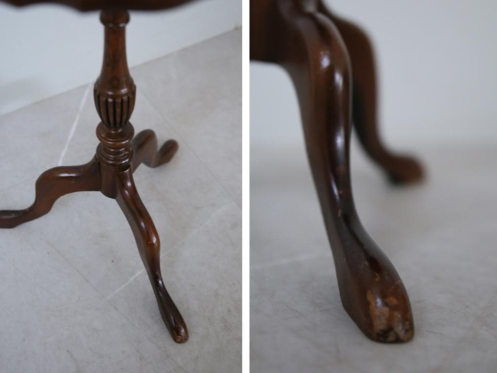 英国アンティーク木製ワインテーブル/サイドテーブル/丸机/飾り棚(89-98-7