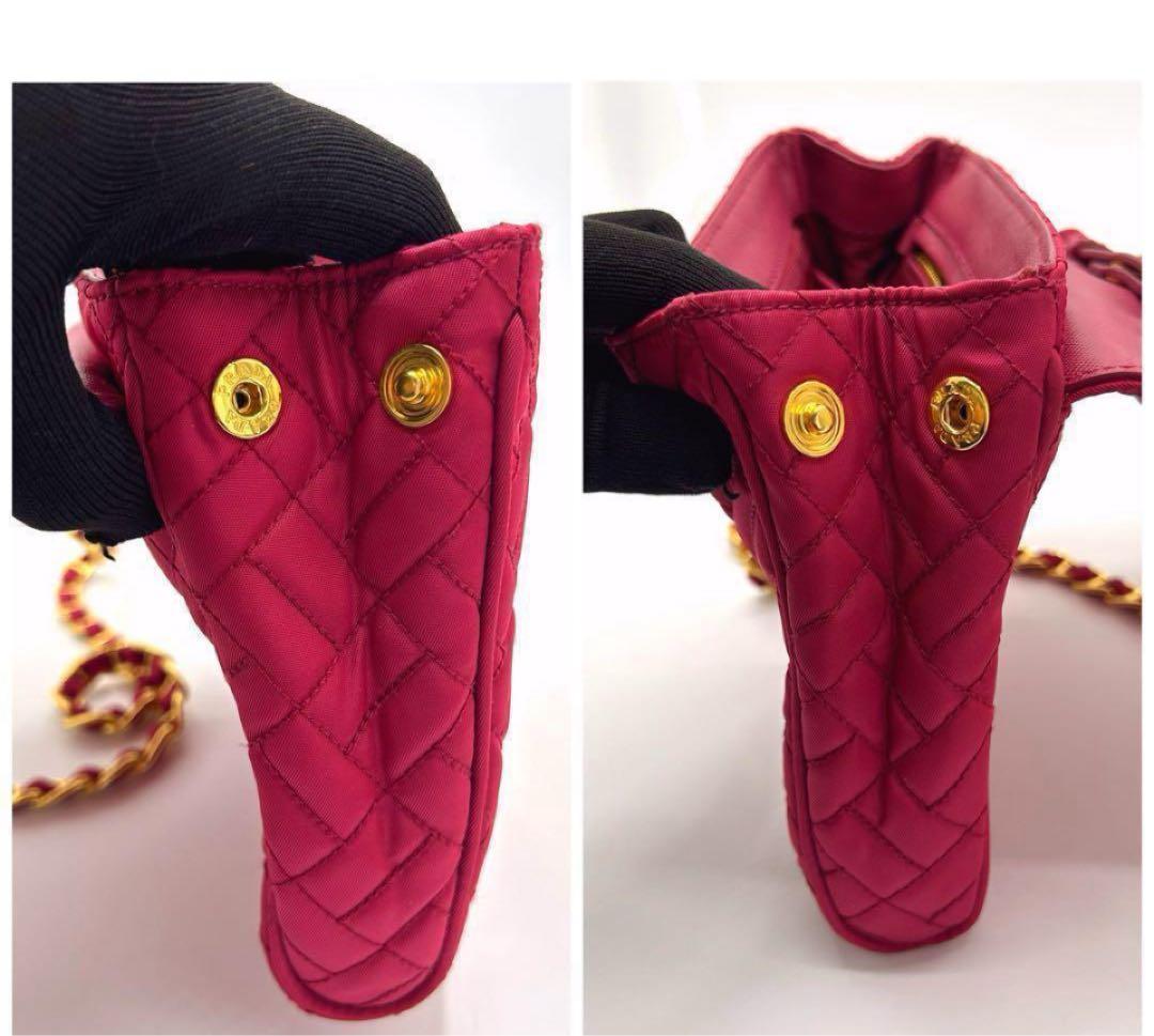 【極美品】 PRADA チェーンショルダーバッグ キルティングピンク