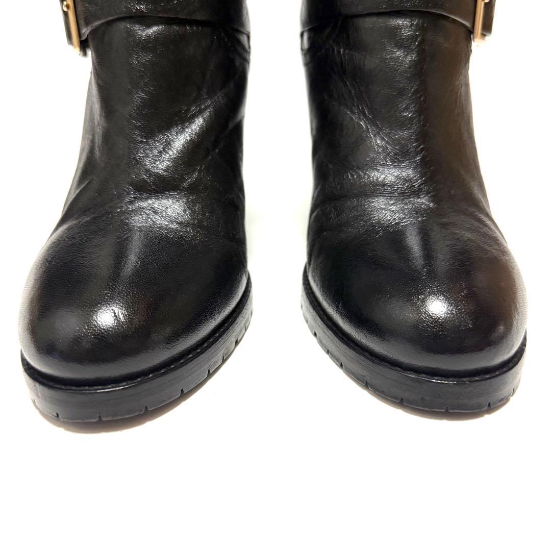 ジミーチュウ エンジニアブーツ サイズ38 1/2 サイドベルト ゴールド金具