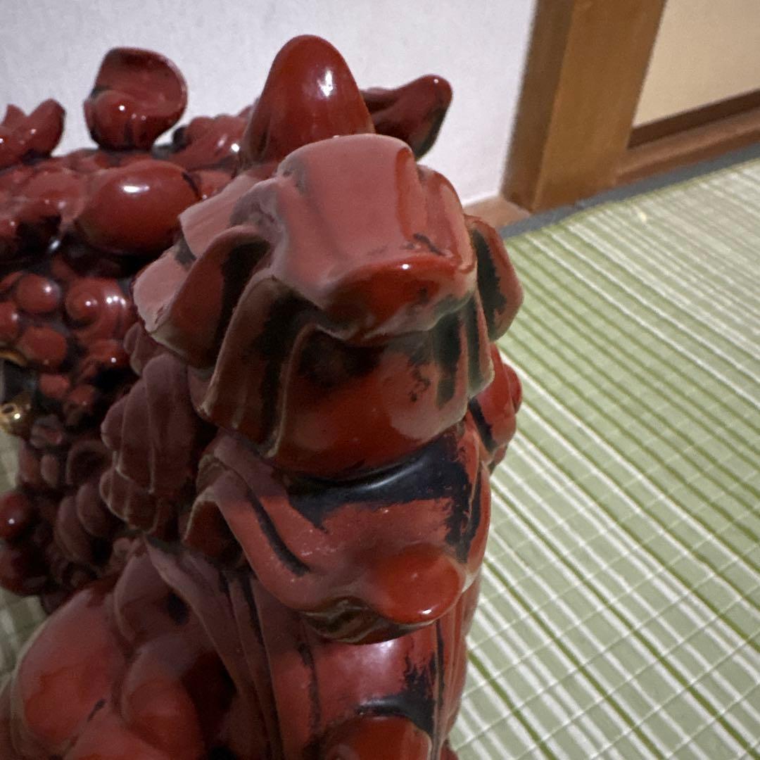 九谷焼 八幡窯 須栄義 獅子 金 赤 縁起物 魔除け　置物