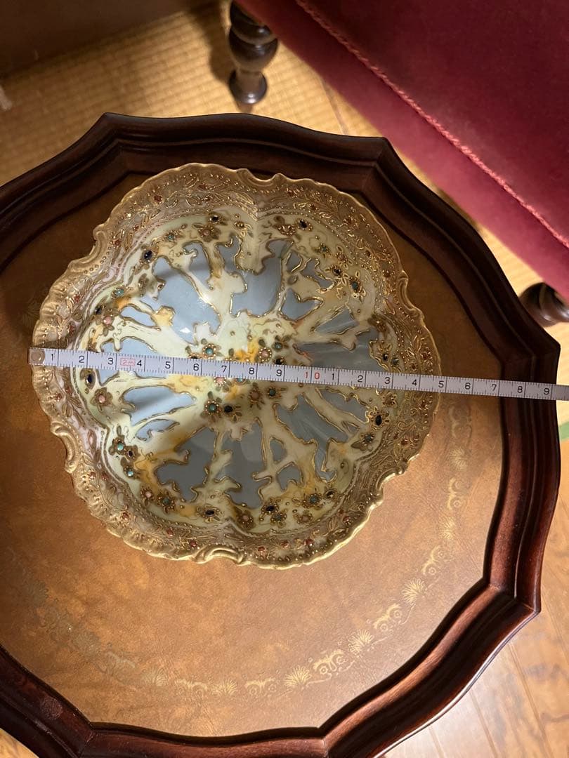 オールドノリタケ　メイプルリーフ印　ハンドペイント　ジュエル盛　ボウル