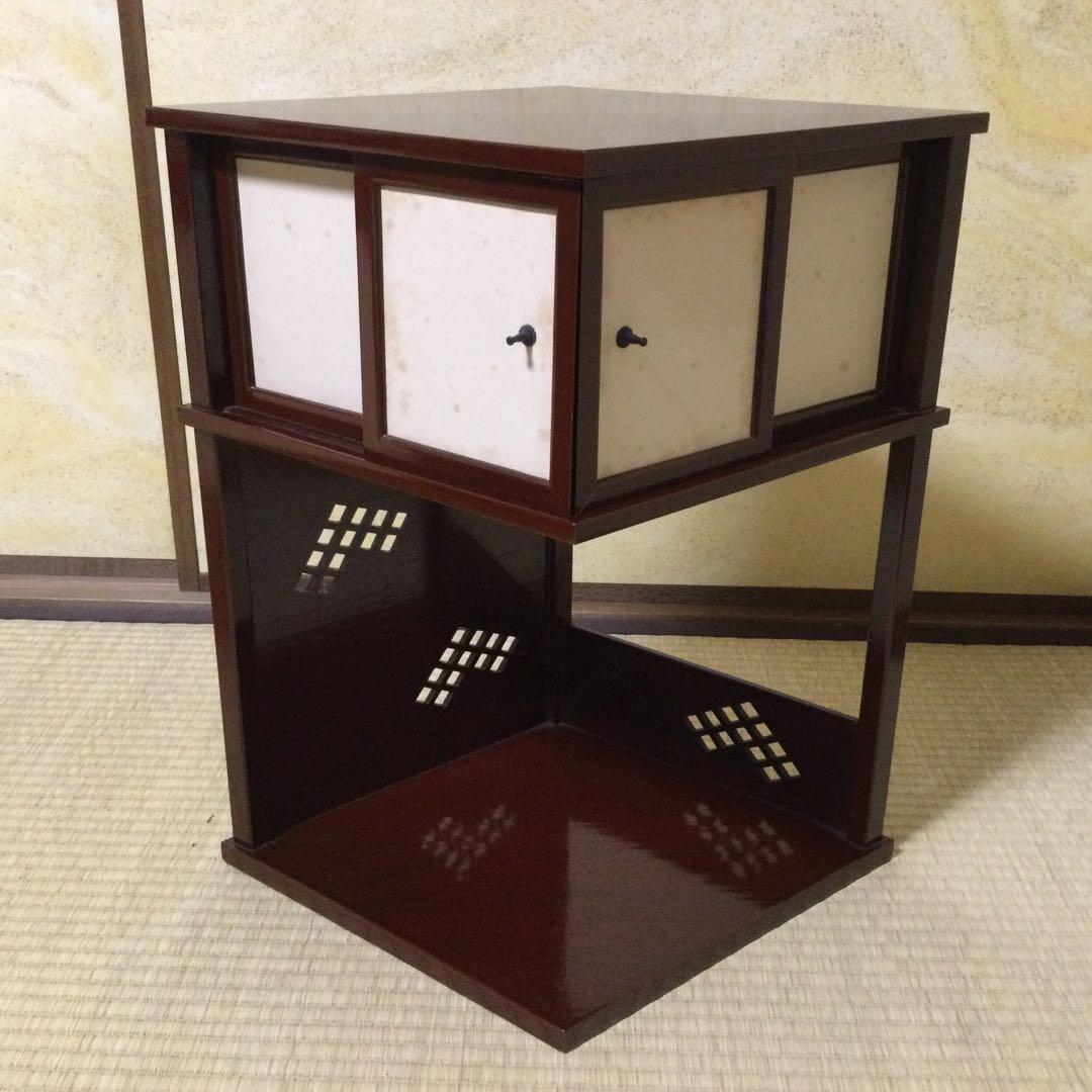 茶道具 徒然棚 溜塗 茶棚 箱付 L307