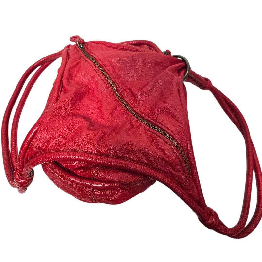 バッグ Diesel 2000s Red Leather Shoulder Bag