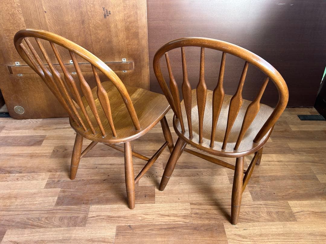 721 タモ材 ウィンザーチェア 2脚セット 北欧 木製 ダイニングチェア　美品
