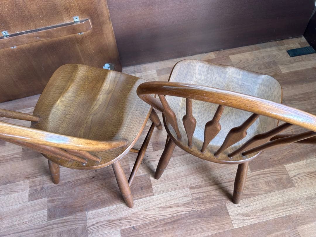 721 タモ材 ウィンザーチェア 2脚セット 北欧 木製 ダイニングチェア　美品