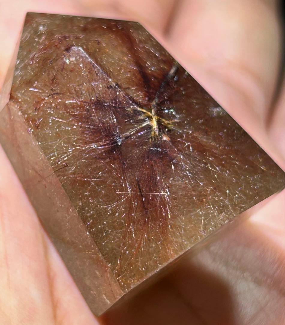 ⭐️別格高級品！プラチナ　レッド　シルバー　ルチル　原石　六角柱　福財龍王秘宝⑥