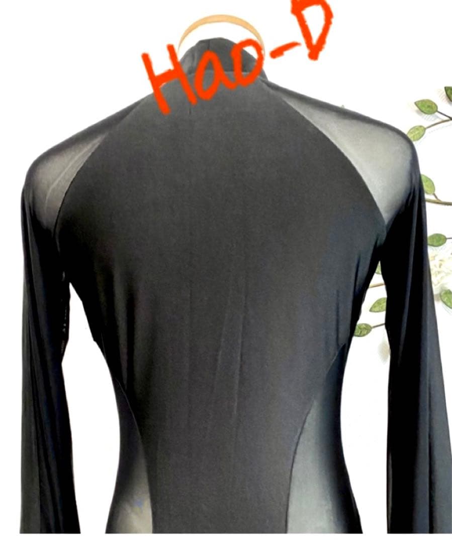 社交ダンス★新品★メンズシャツ★ラテン★Vライン★黒★M