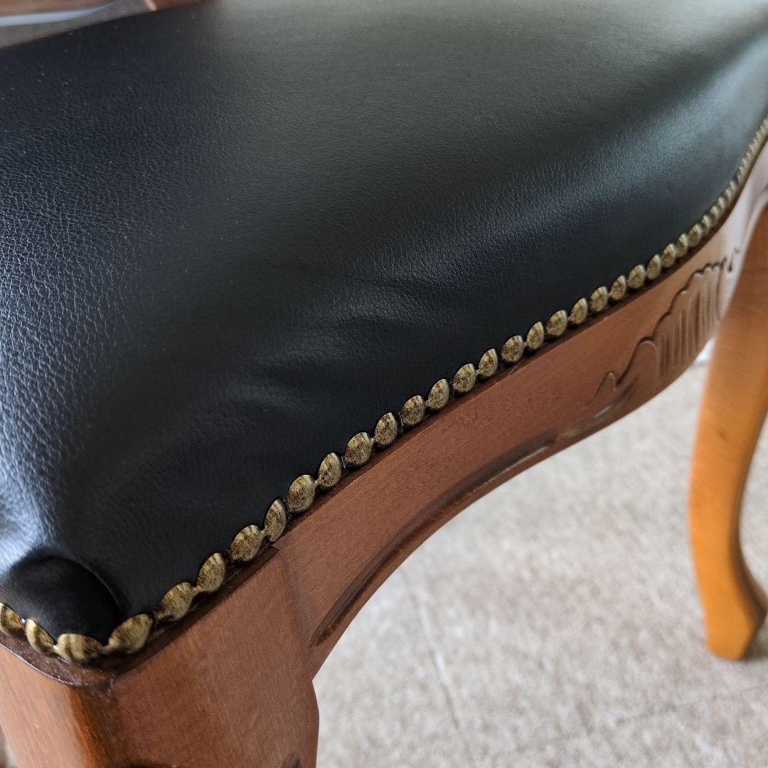 美品‼️ラスト１脚❗️イタリア ダイニングチェア 革張り 猫脚 ブラック