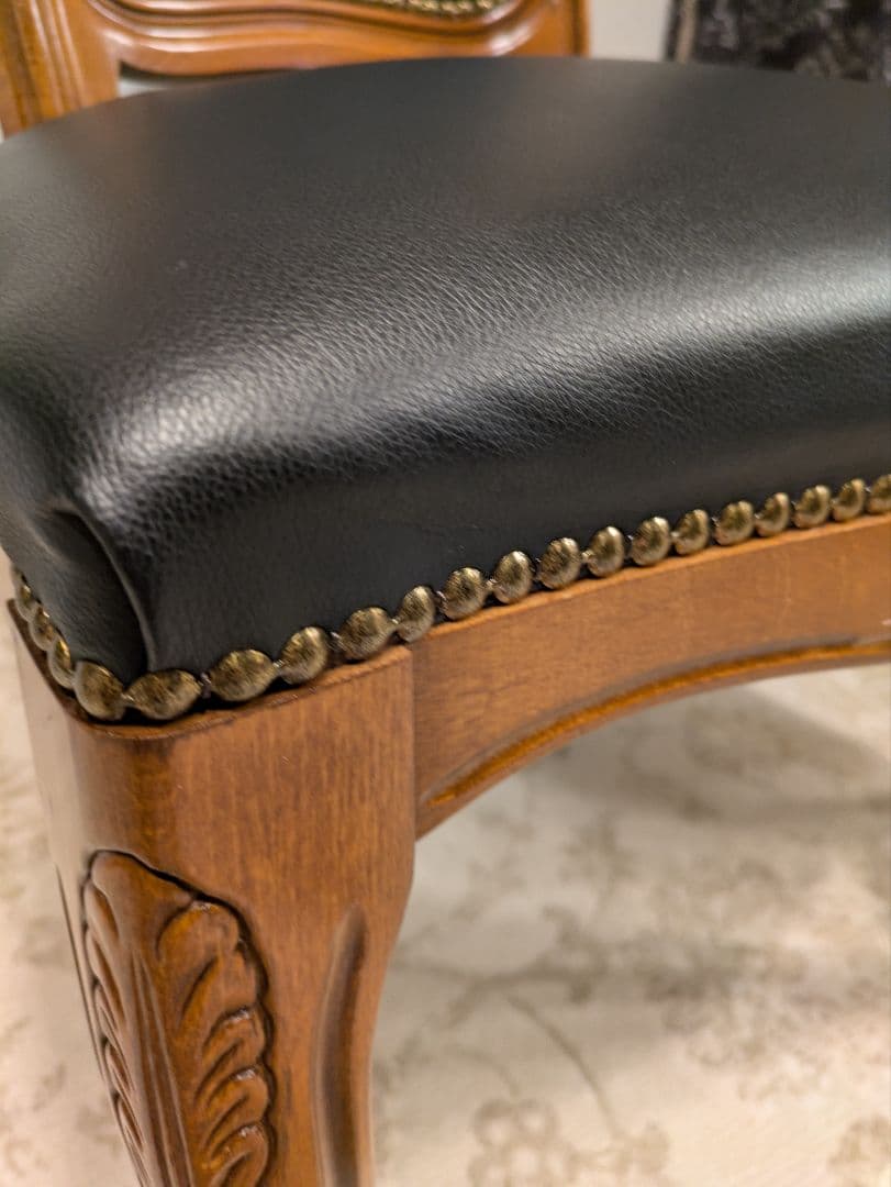 美品‼️ラスト１脚❗️イタリア ダイニングチェア 革張り 猫脚 ブラック