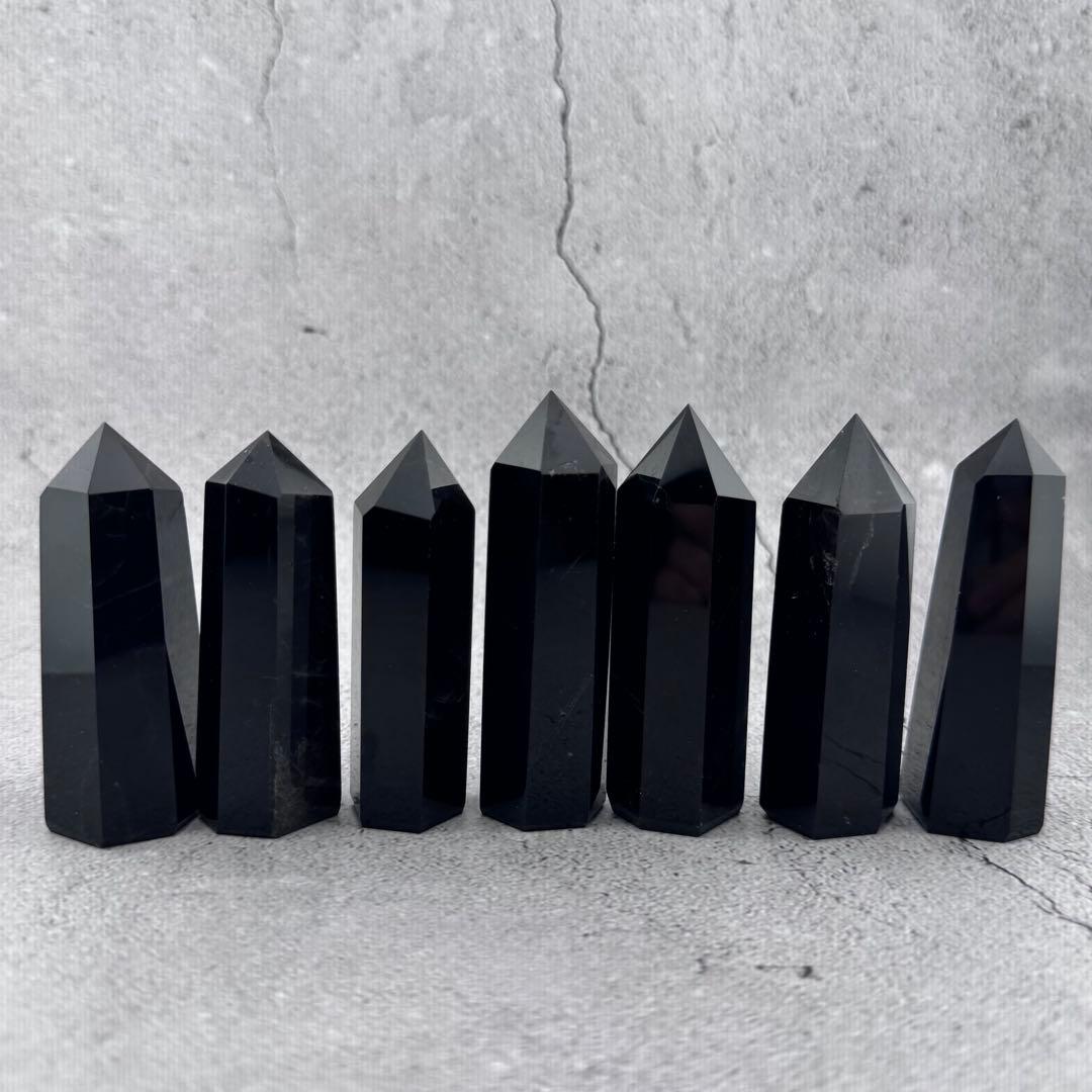 G-9モリオン六角ポイント　黒水晶タワー　天然石クリスタル　パワーストーン七星陣