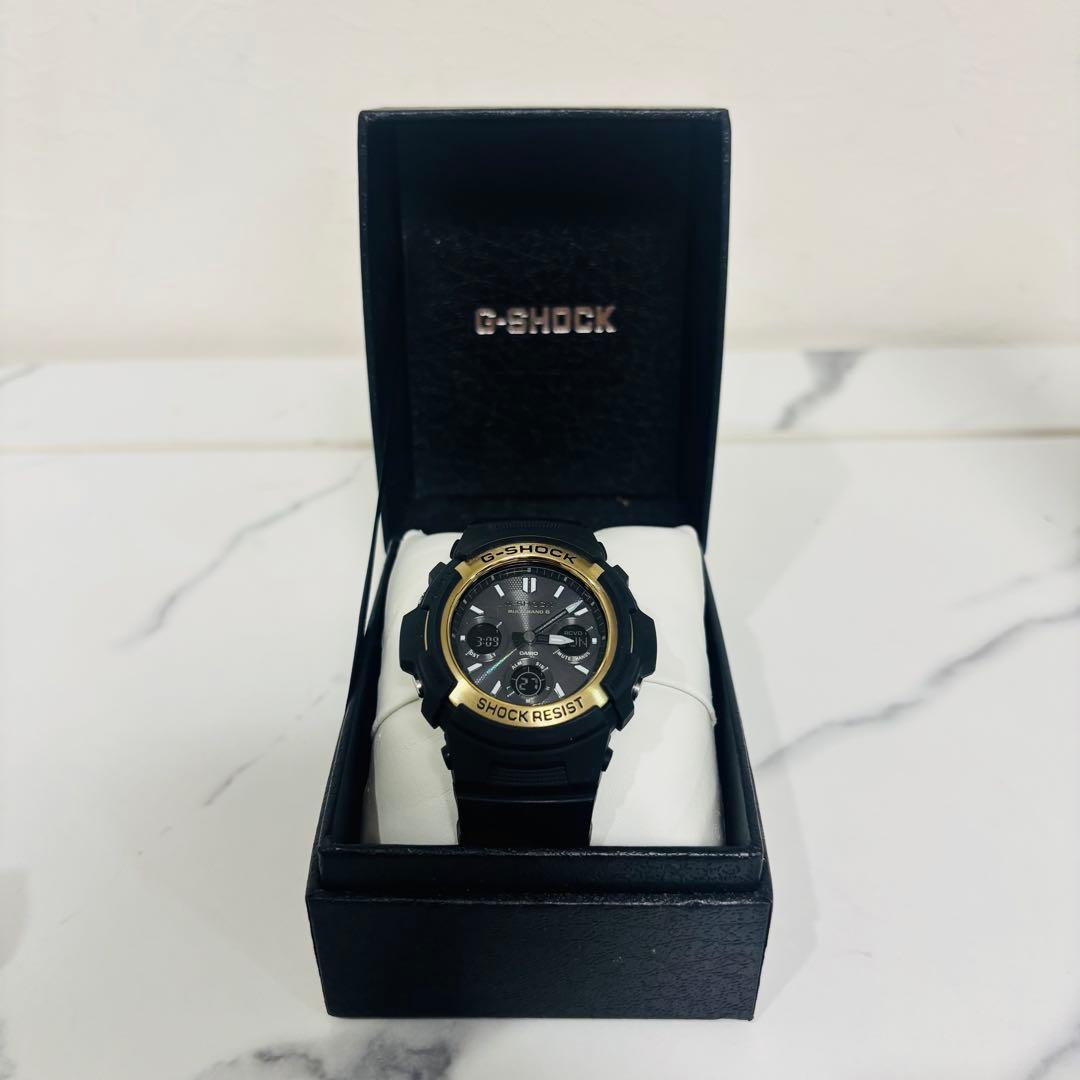 美品 希少 G-SHOCK アナデジ 電波 ソーラー 腕時計 ブラック ゴールド