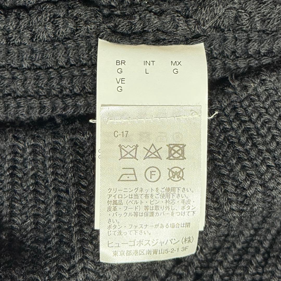 【美品】HUGO BOSS リブニット イタリア製糸 ダークネイビー Lサイズ