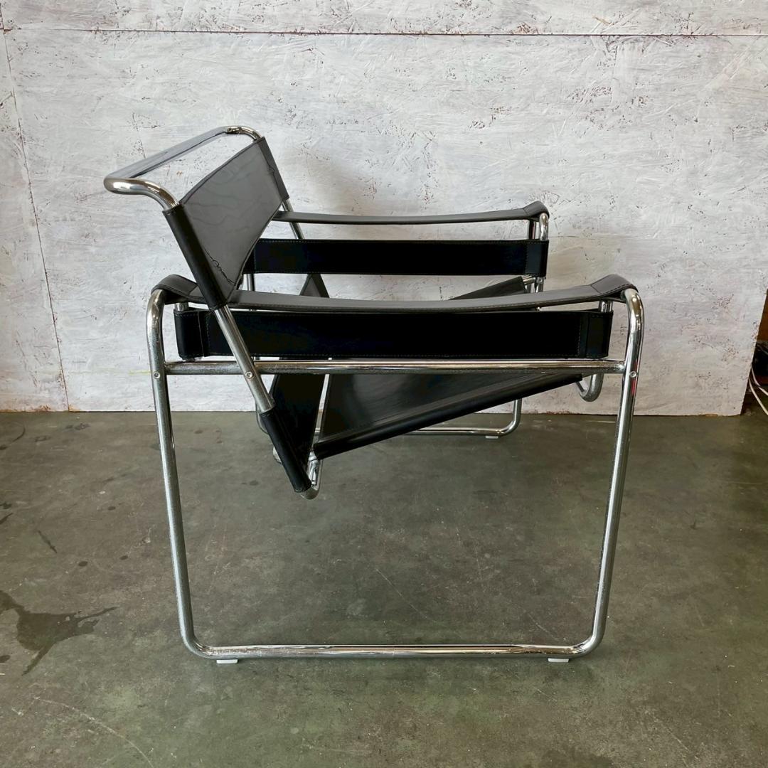 ワシリーチェア イタリア製 ブラックレザー 本革 刻印なし Y1808