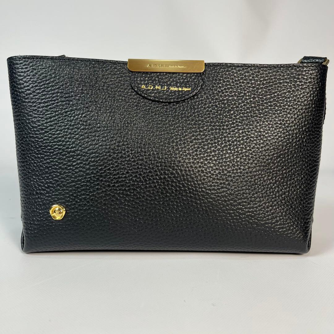未使用級　A.D.M.J ショルダーバッグ　ボトムアクセント　金具　ブラック