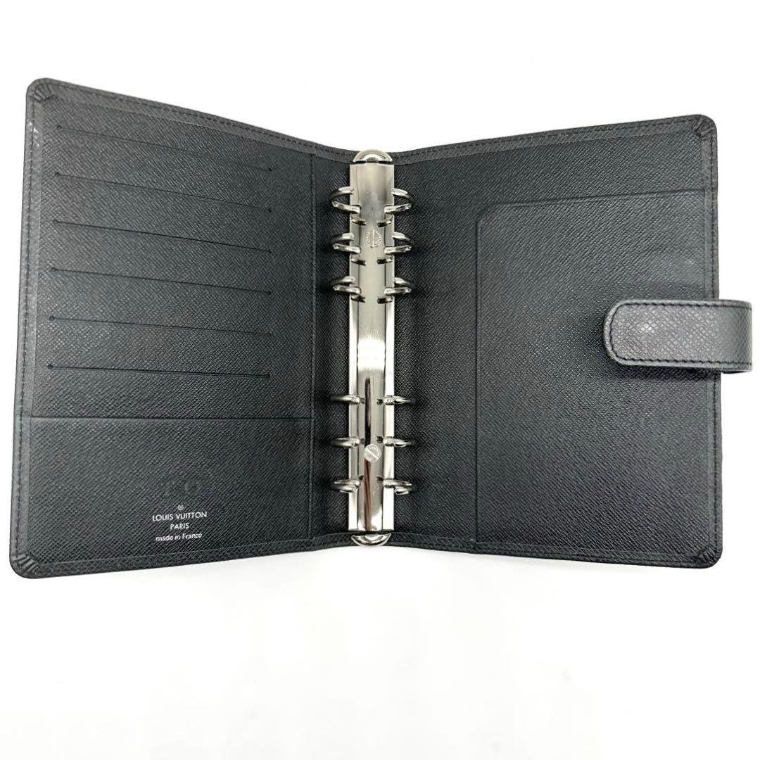 美品★ルイヴィトン 手帳カバー アジェンダMM タイガ 黒　LVロゴ　本革
