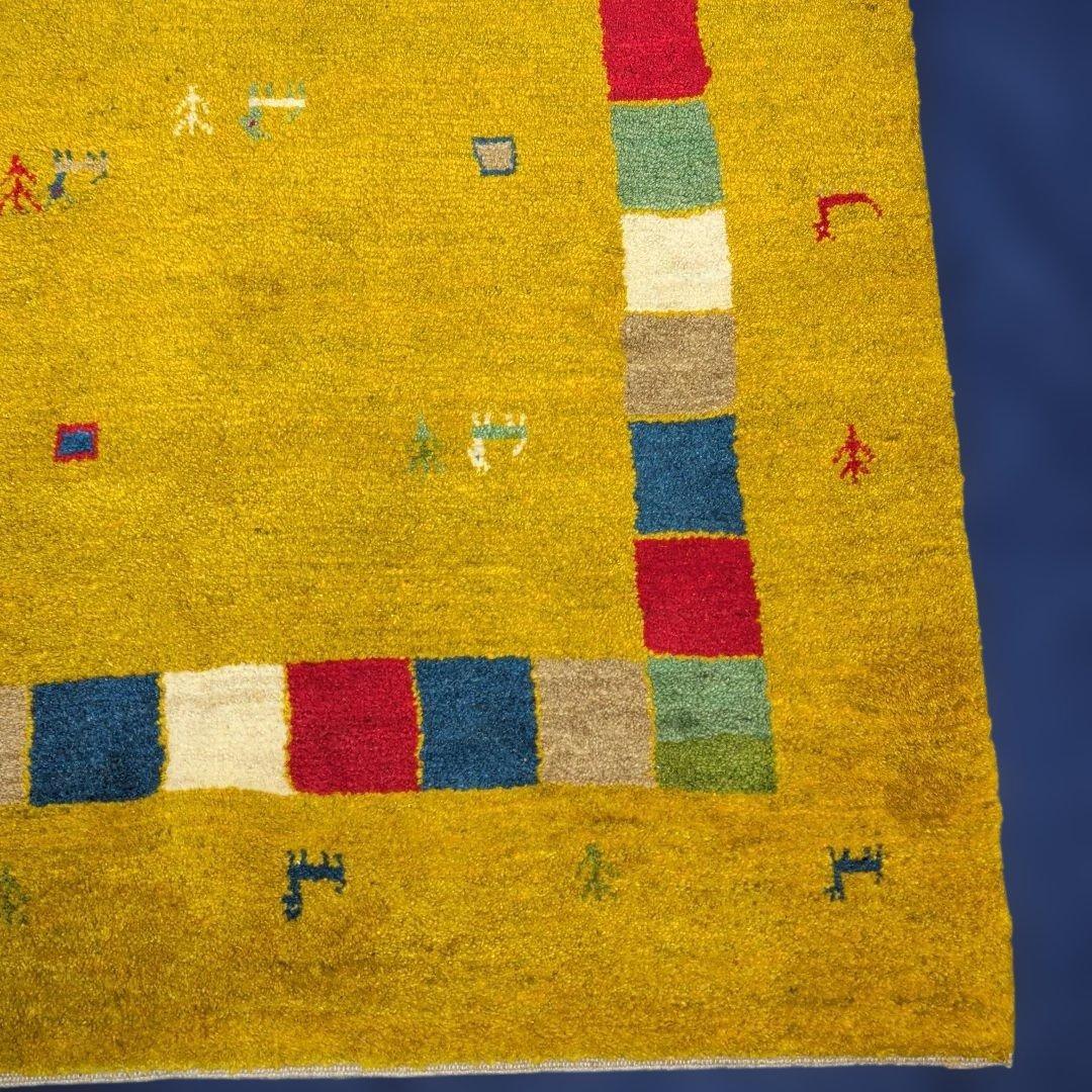 世界に一つだけの手織り絨毯 ギャッベ ラグ 178×115cm ウール100%