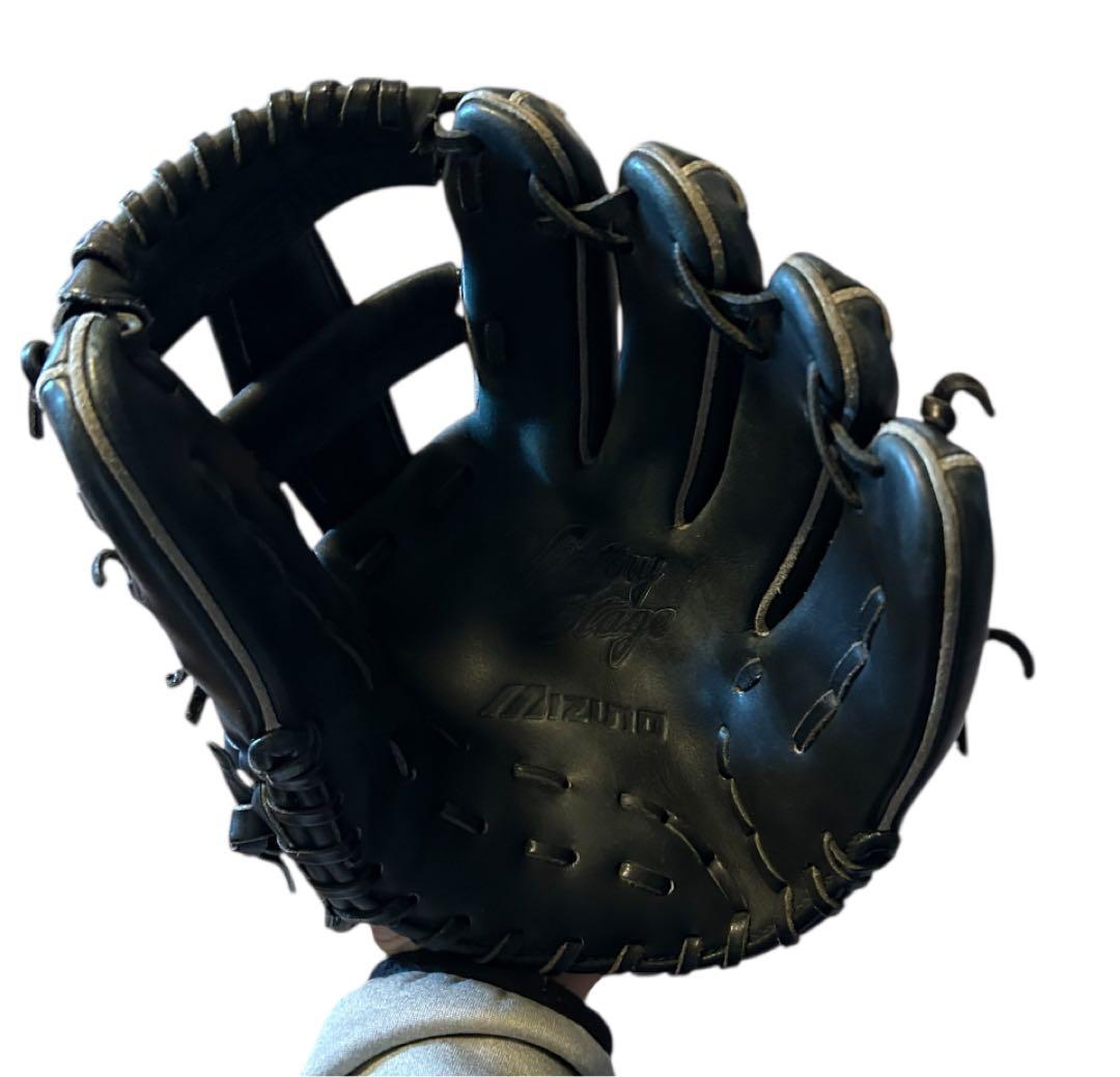 美品　ミズノ ビクトリーステージ　ビックM 黒 グローブ 右手用