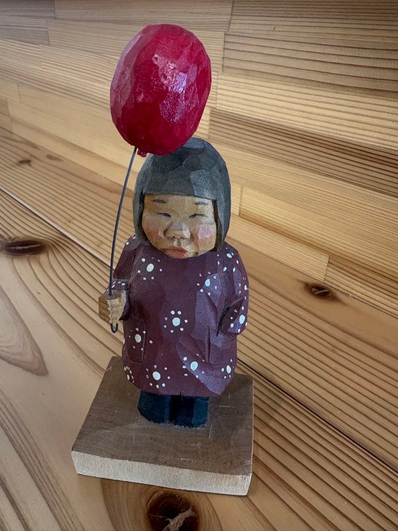 松澤登美雄さん　木彫り　人形　2体セット