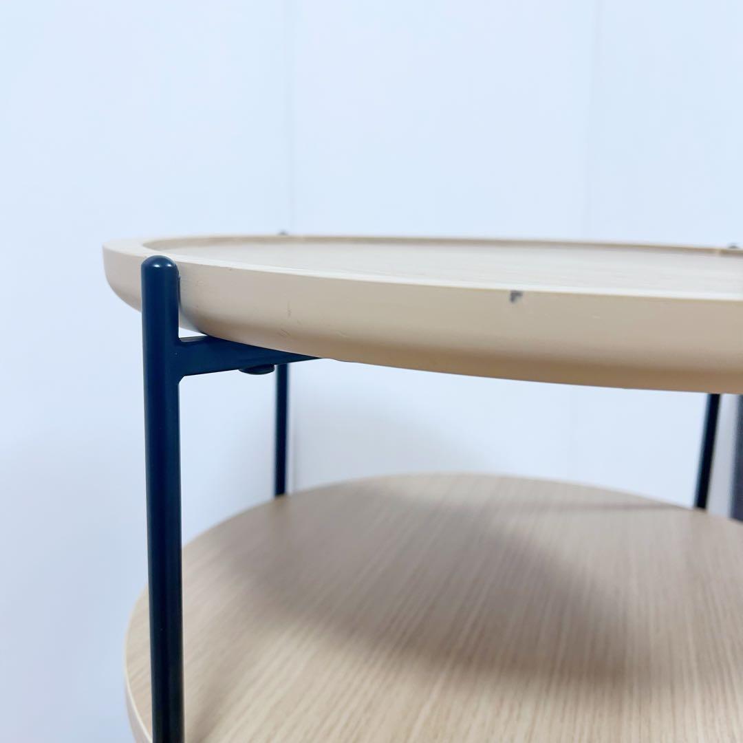 ニトリ　サイドテーブル　AW08 LBR 天然木　NITORI サイドボード円型