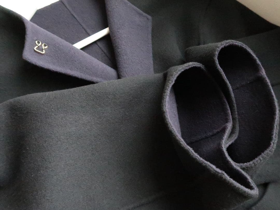 UNITED ARROWS バイカラー リバー ミドルコート ネイビー×ブラック