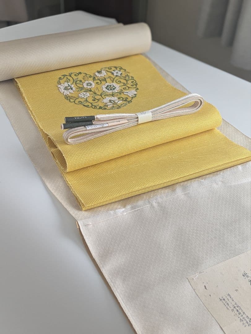 貴久樹手紬更紗オリエンタル文様八寸名古屋帯お仕立て上がり