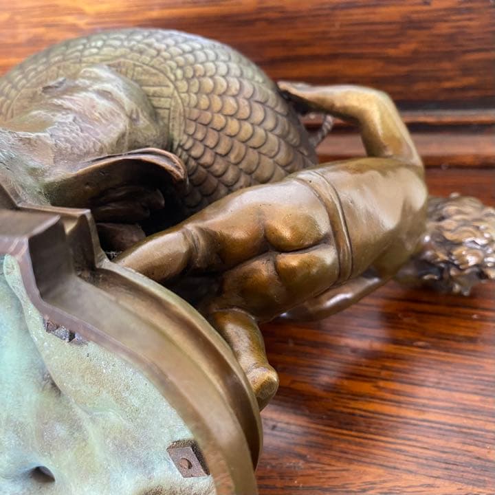 フランスオーギュストモローブロンズ像　籠を抱える二人の天使とても可愛いサインあり