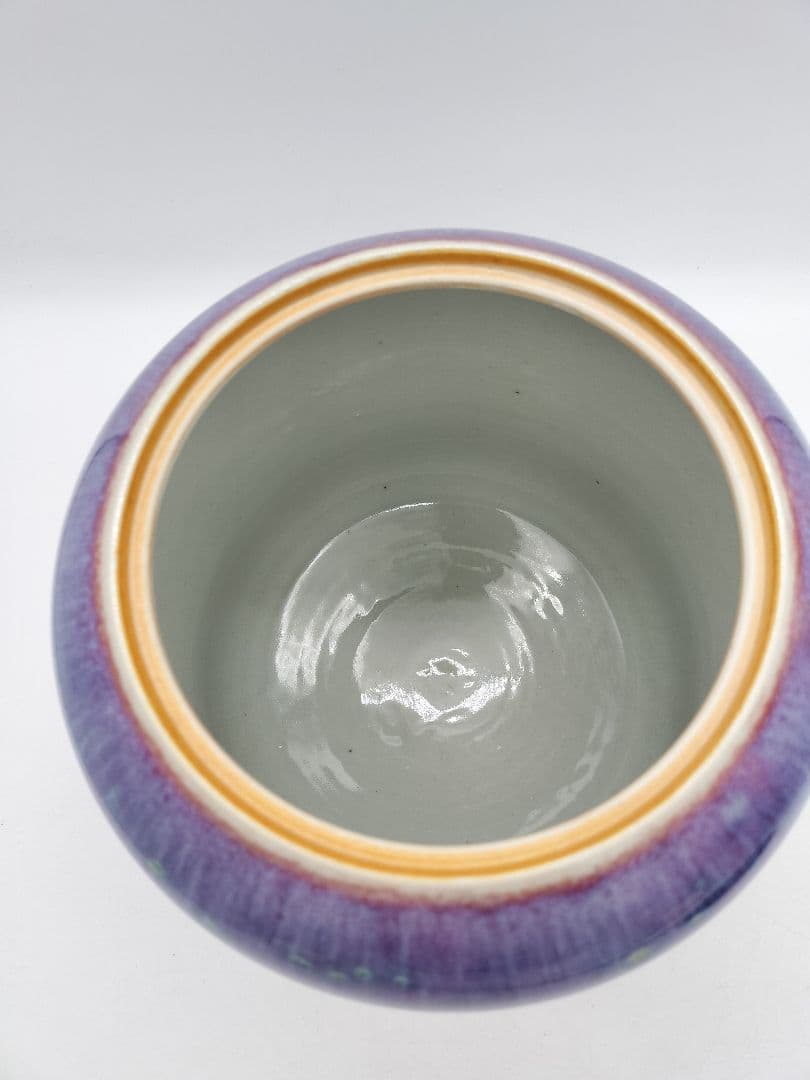 c680 水指 孔雀釉 塗蓋付　龍野焼 2代松山雅英 木箱 茶道具 古物