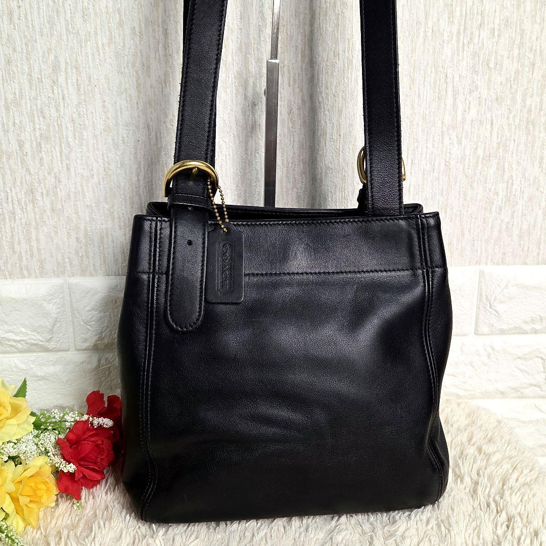 COACH オールドコーチ　ワンショルダーバッグ　トートバッグ　レザーブラック