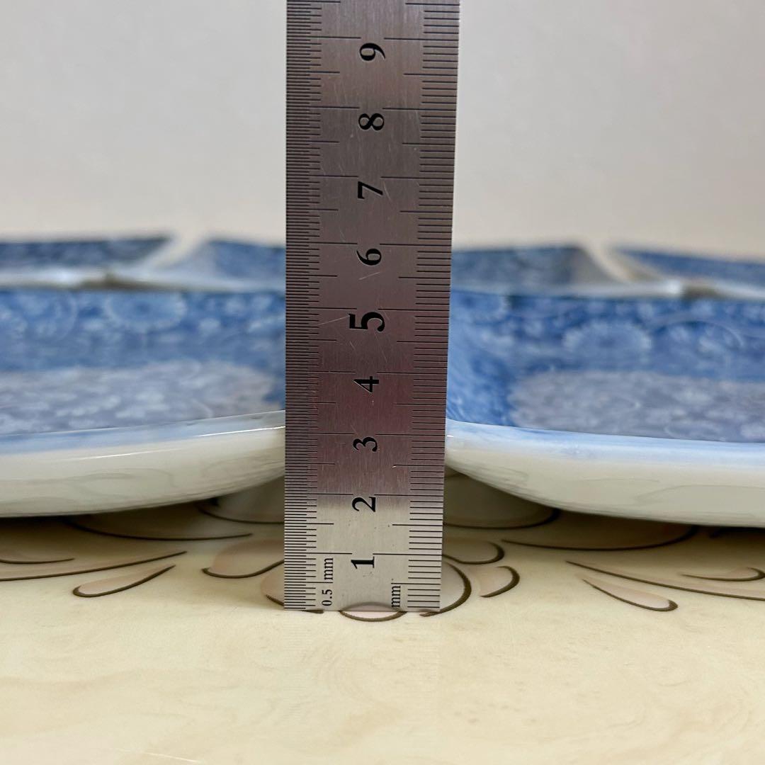 三洋陶器　龍峰窯　染付唐草　大皿　角皿　5枚セット　足付き　和食器　盛皿和皿中皿