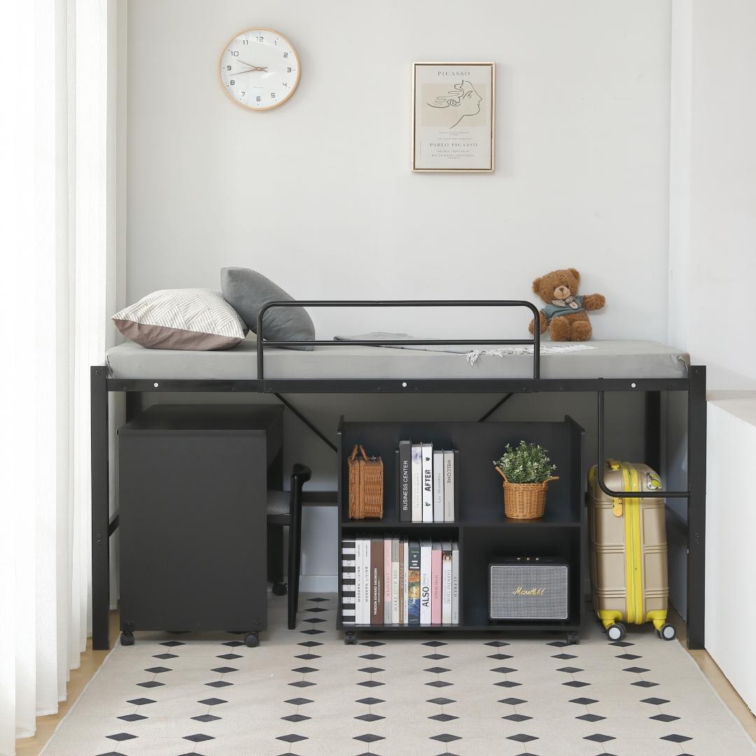 【ブラック】セミダブル 高さ90cm ロフトベッド パイプベッド 高さ調整可能