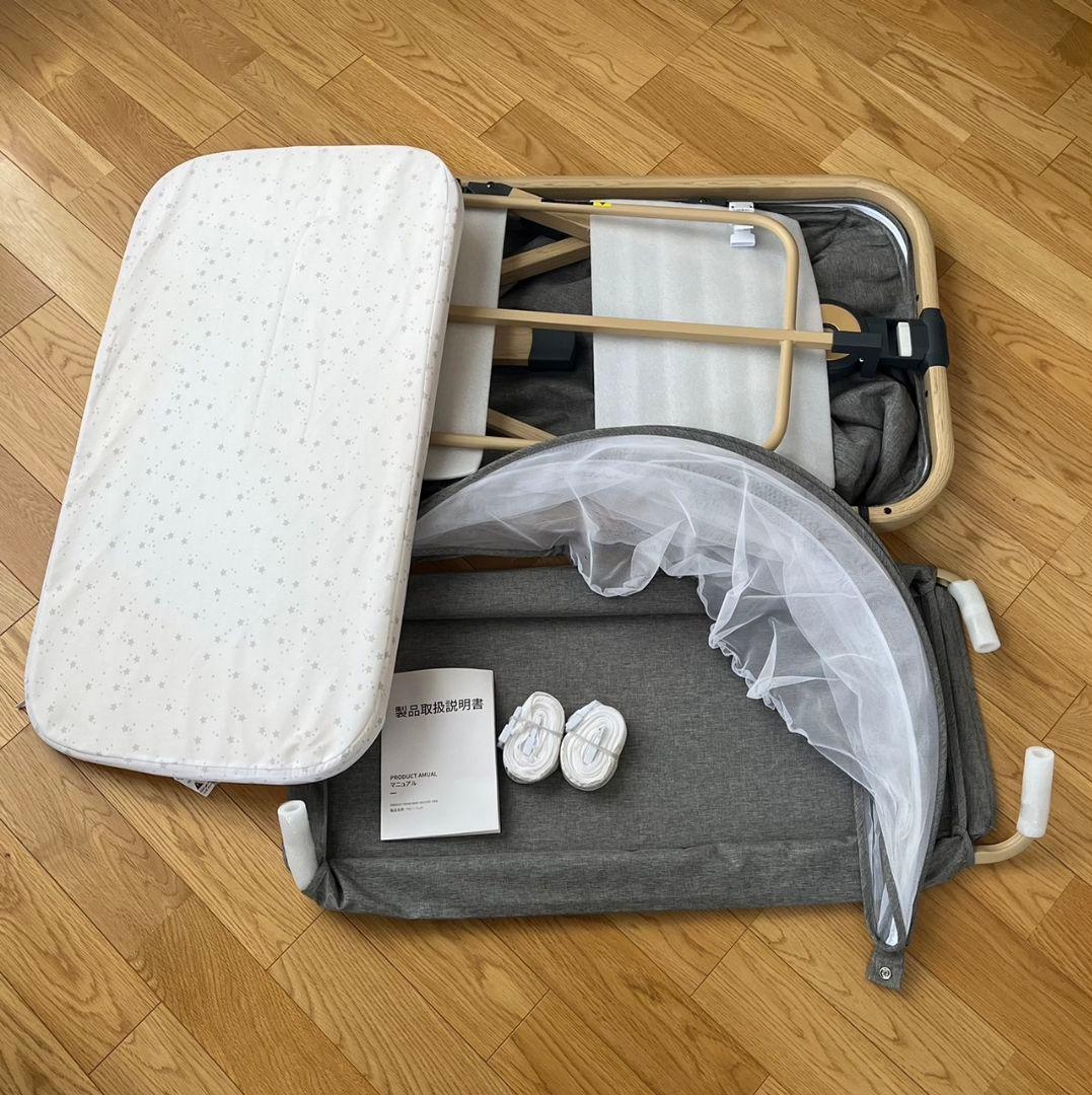 【PYKさん専用】説明書付き　HZDMJ ベビーベッド　グレー