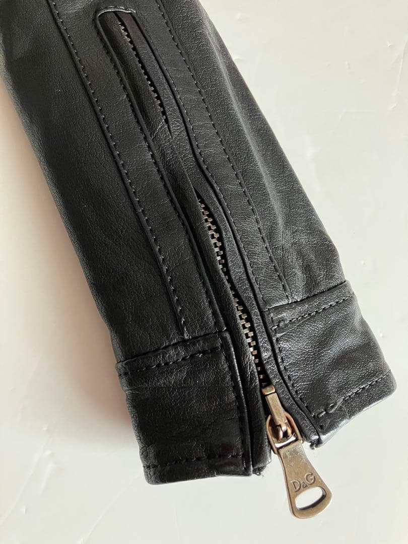 【希少美品】直営店購入品D&G ブラックレザーライダース 40サイズ