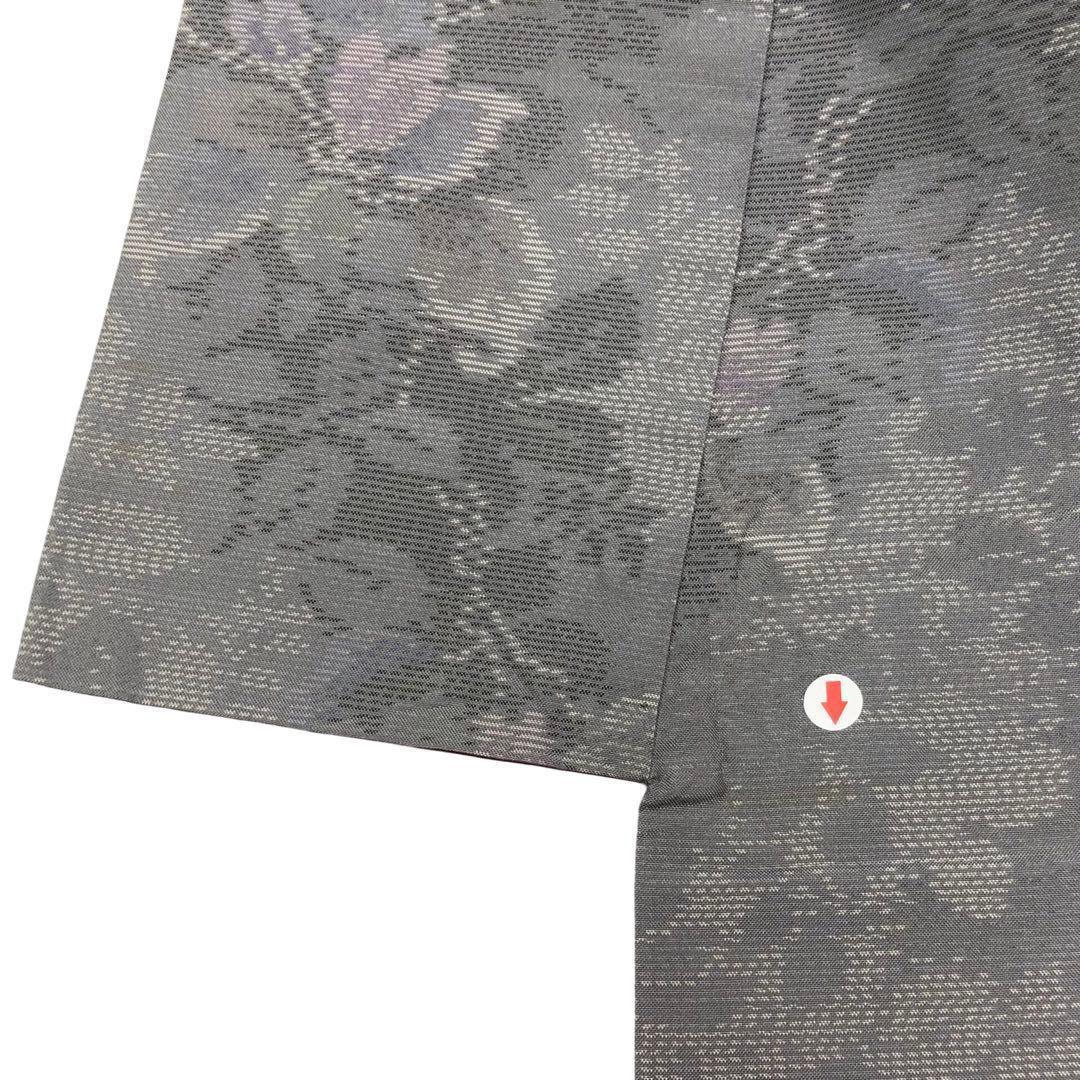 本場大島紬 証紙付 横双 花模様 葡萄鼠色 KK-1764