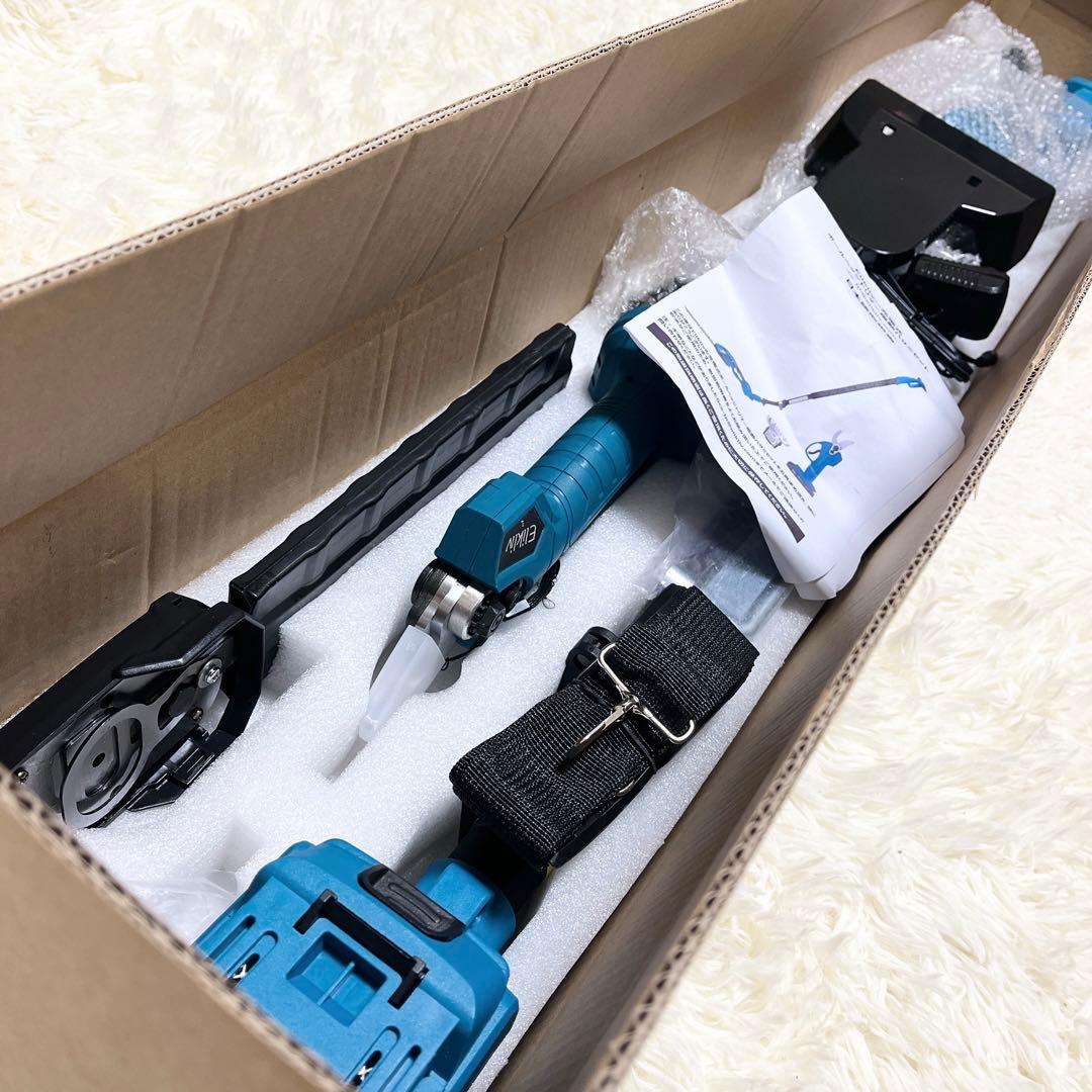 新品 ポールヘッジトリマー 高枝切り剪定バサミ 電動芝生バリカン バッテリー2個