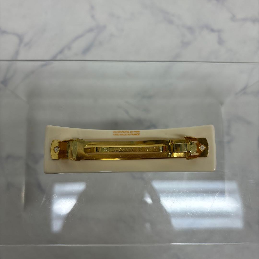 1105 アレクサンドルドゥパリ　バレッタ　ホワイト　傷,汚れあり.