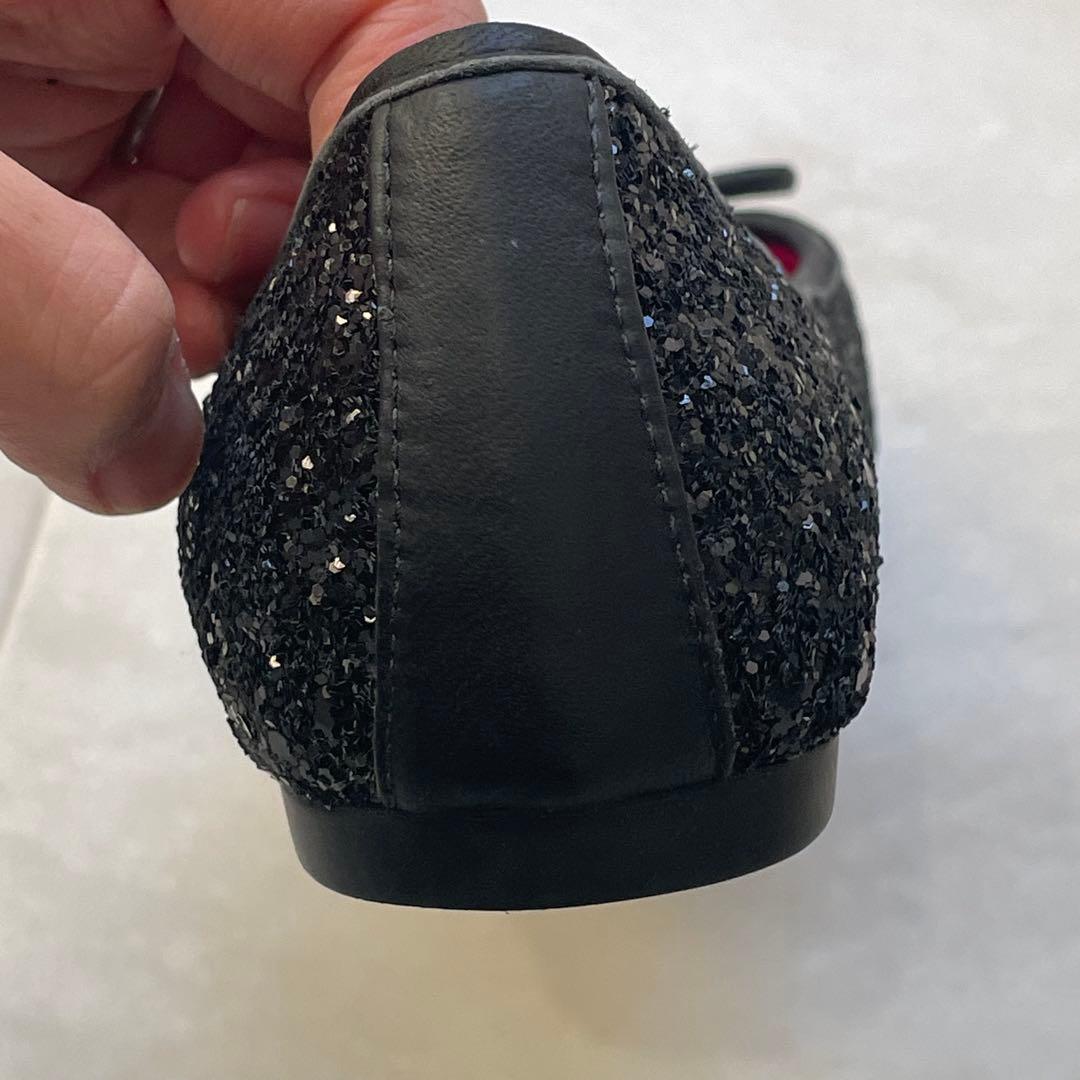 美品！ケイトスペード　グリッターパンプス　バレエシューズ　ブラック