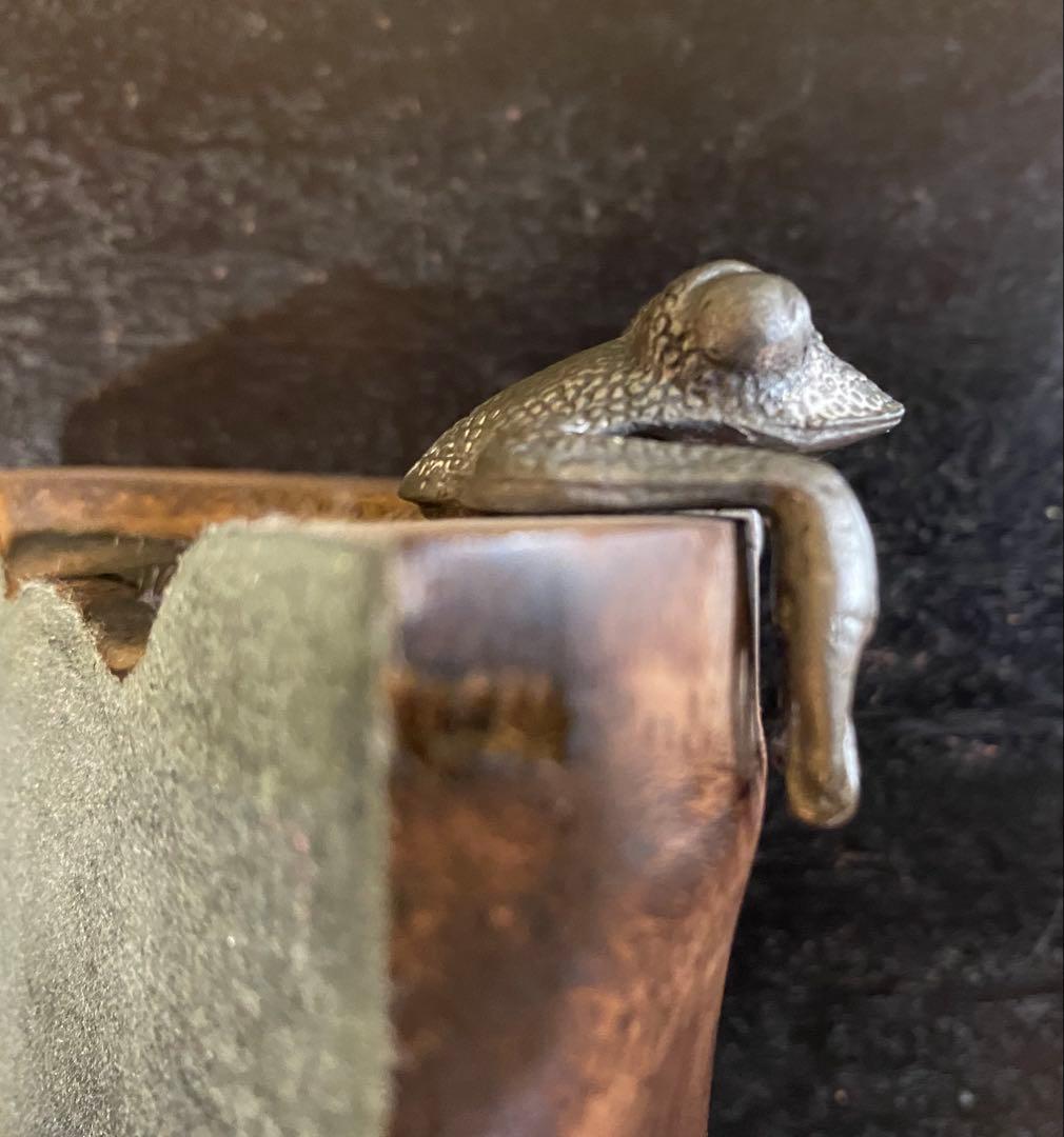 ヴィンテージ　錫製カエル付・ペア　　バンブーブックスタンド　レア