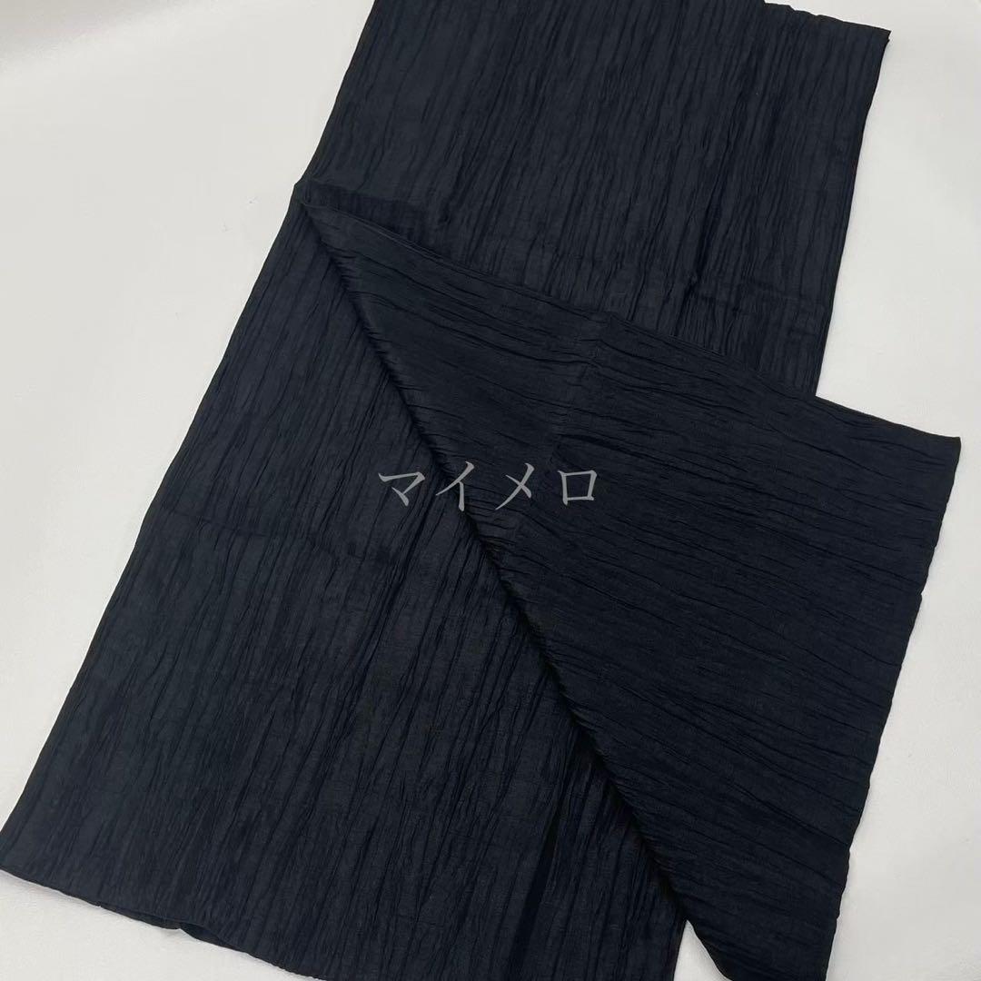 浴衣　綿麻　粋な夏着物　縦縞　黒　兵児帯　プリーツ　2点　0729①