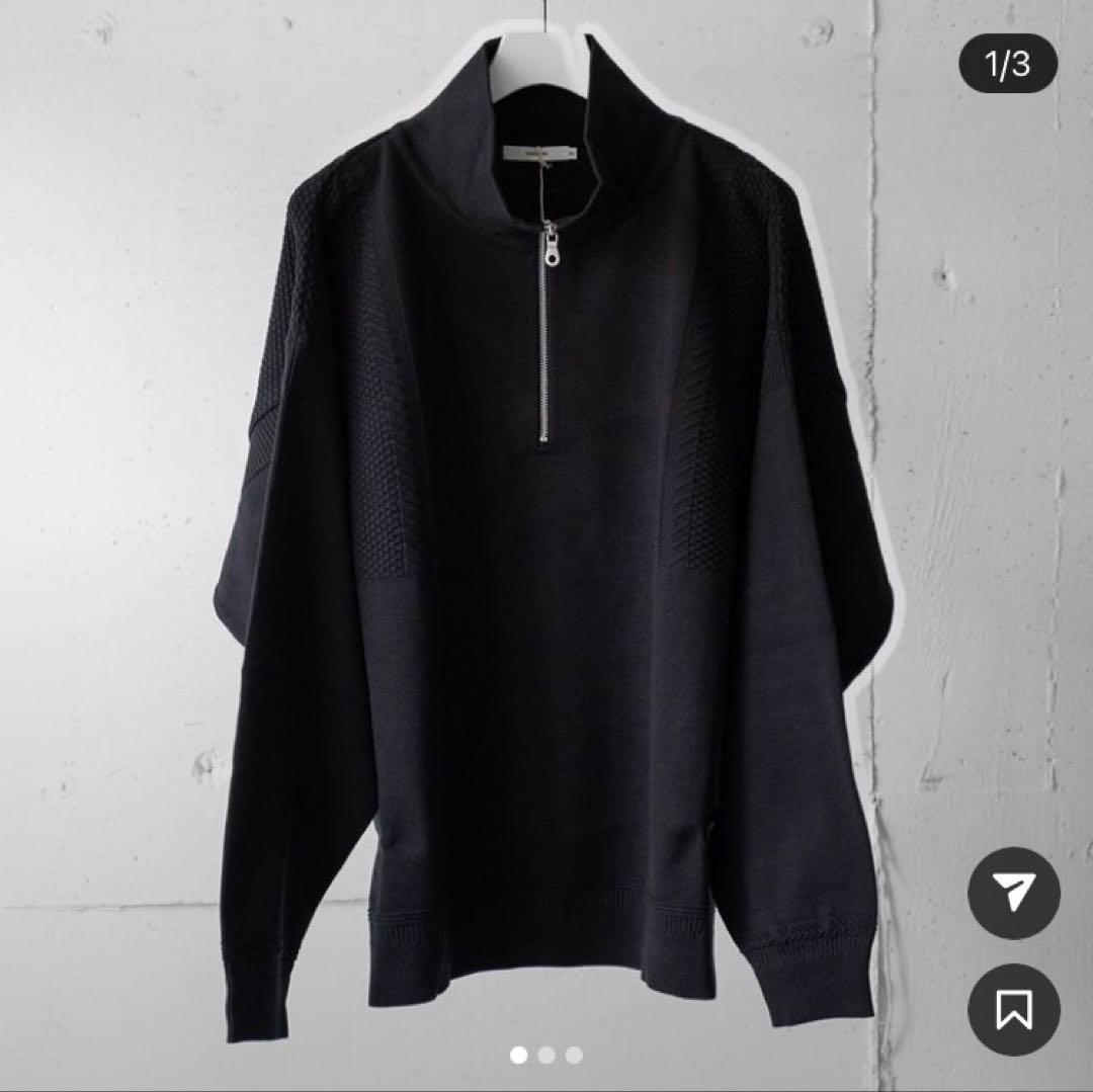 トップス YASHIKI Suikyo Half Zip Knit BLACK