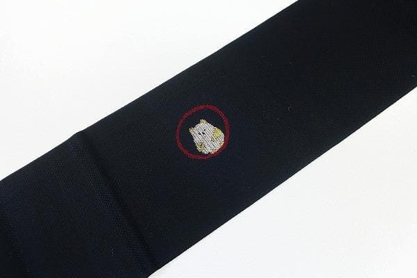 珍柄！未使用品 名古屋帯 ハムスター 可愛い ウール 黒 3m77cm お洒落