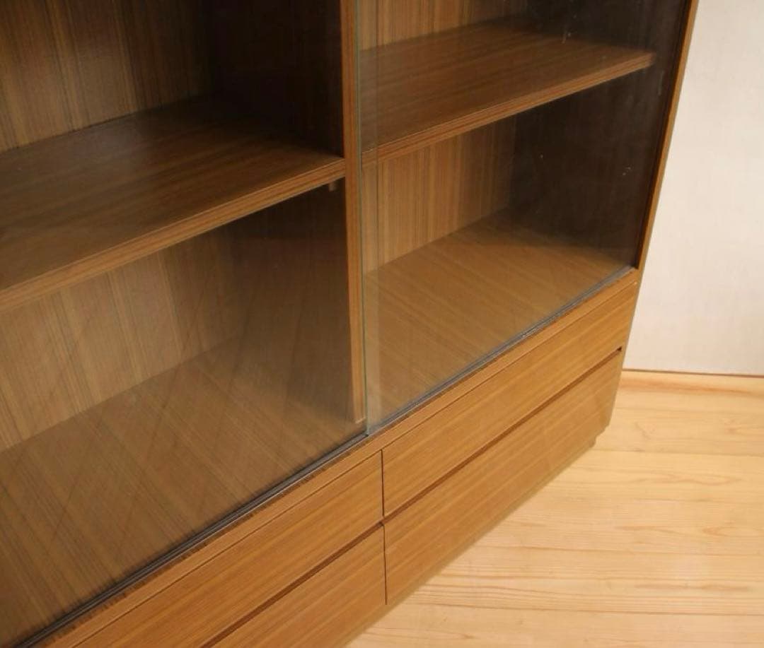 ガラス棚　収納棚　本棚　食器棚　木製　古道具　古道具　ビンテージ　レトロ