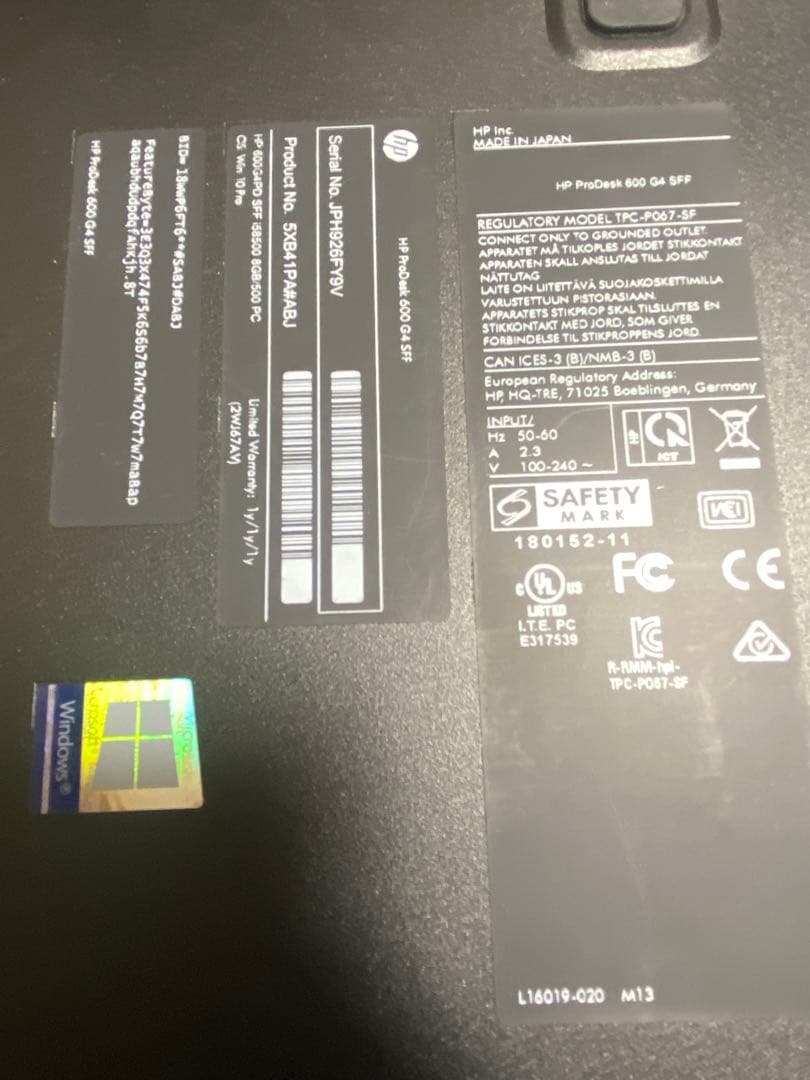 hp probook 600 g4 sffジャンク