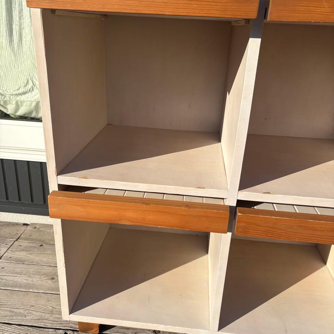 北欧レトロ カントリー家具 天然木キャビネット 6マス収納 飾り棚 ボックス収納